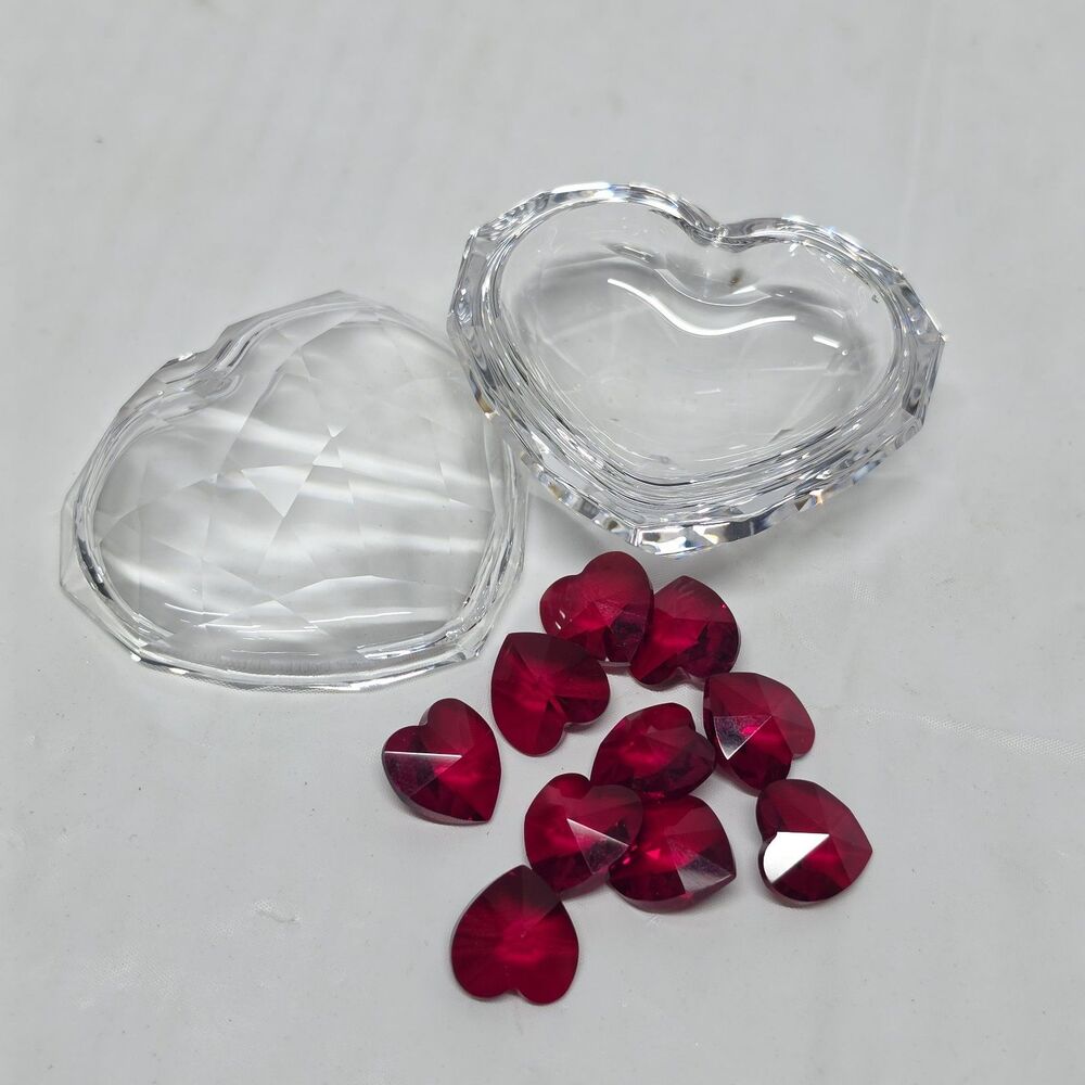 Swarovski Crystal The Heart Jewel Trinket Box With Red Hearts # 693910 VTG 2005